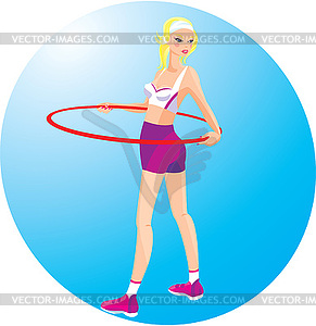 Beautiful blond girl with hoop - vector clip art