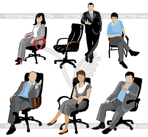 Business people silhouettes - vector clipart
