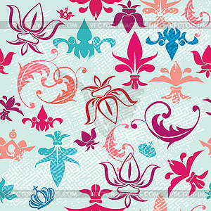 Seamless pattern with vintage heraldic silhouettes - royalty-free vector image