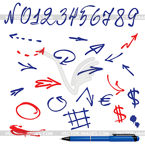 Цифры и символы (стрелки) набор - рисунок - векторное изображение клипарта