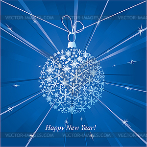 Happy New Year card with christmas ball - vector clip art