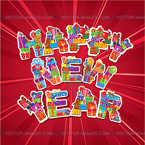 Abstract Happy New Year red background - stock vector clipart