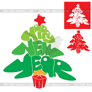 Абстрактная новогодняя открытка - Рождественская елка - векторный дизайн