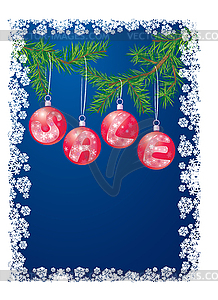 Sale with christmas decoration balls on xmas tree - vector image