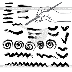 Collection of paint splash. Set of brush strokes an - vector clip art