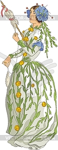 Blue Flax - woman as flower - vector clip art