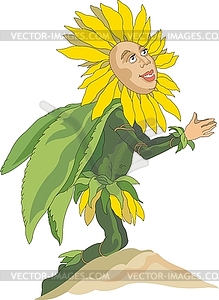 Sunflower - woman as flower - vector clip art