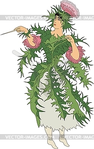 Thistle - woman as flower - vector clip art