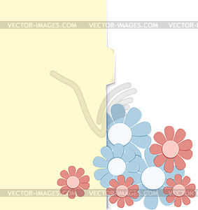 Folder with paper crafted flowers - vector image