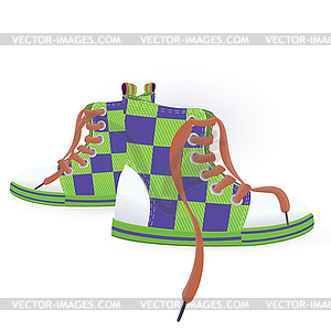 Two green sneakers - vector image