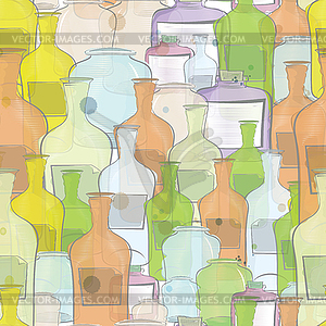 Water color bottles seamless - vector clip art