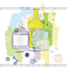 Water color jars and bottles - vector clipart