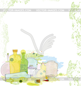 Water color jars copy space - vector image