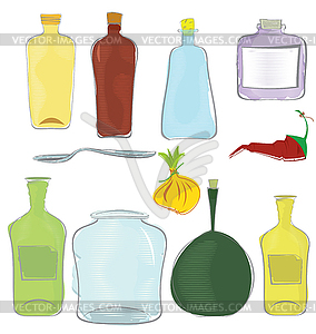Water color jars icon set - vector image