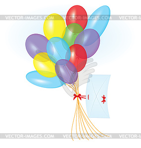 Ribbon letter and balloons - stock vector clipart