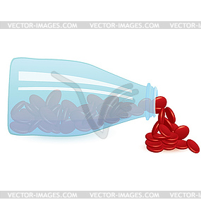 Red pills and bottle - vector clipart