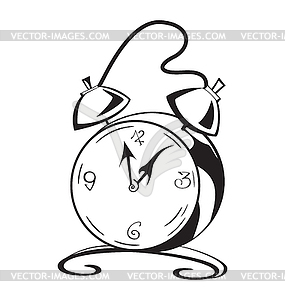 Black and white contour clock - vector clipart