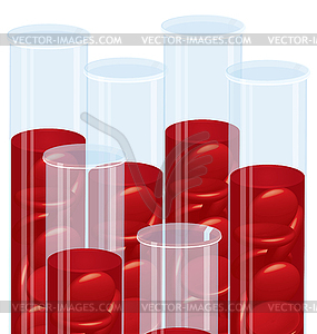 Blood cell many test tubes - color vector clipart