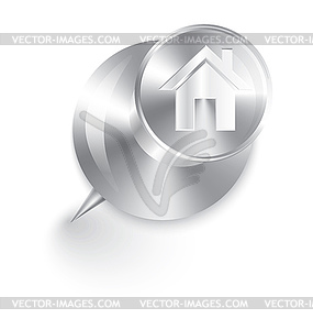 Home icon metal push p - vector clipart