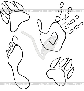 Black and white footmarks - vector image