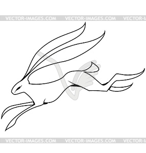 Black and white hare jumping - vector image