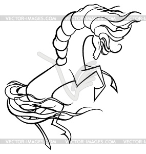 Black and white horse - vector clip art