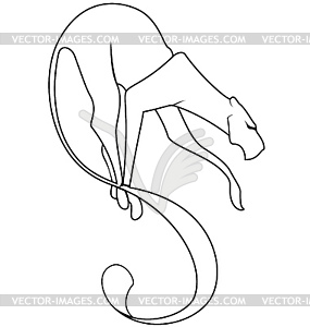 Black and white panther tail - vector clipart