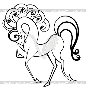 Black and white swirl horse - vector image