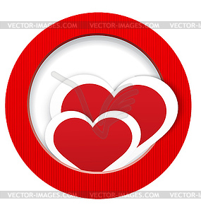 Heart stickers in and out frame - vector clipart