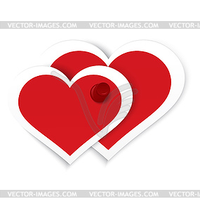 Heart stickers push pinned - vector image