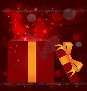 Magic light gift box open - vector clipart