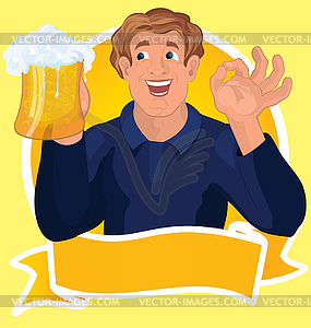 Man with beer ribbon - vector EPS clipart