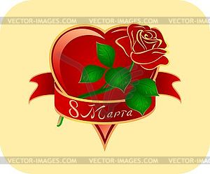 March 8, flowers, heart,  - vector EPS clipart