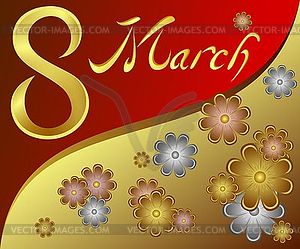 March 8, flowers, heart,  - vector clipart