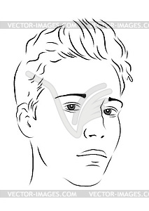 Young man - white & black vector clipart