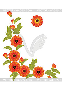 Orange flowers and leaves - vector clipart