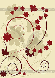 Silhouettes of flowers and leaves - vector image