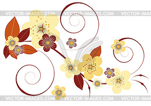 Flowers and leaves - vector clip art