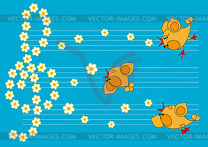 Spring bird choir - vector image