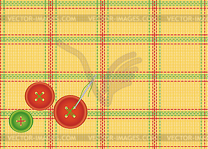 Фон из клетчатой ткани с кнопками - иллюстрация в векторе