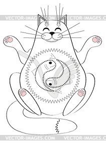 Cat meditating - vector clipart