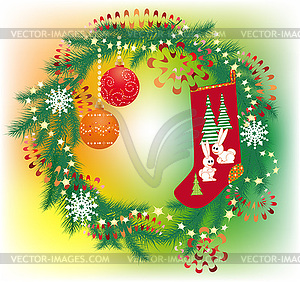 Christmas wreath - vector image