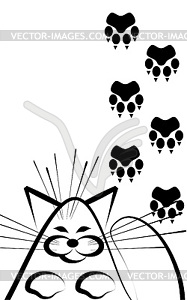 Cat and traces - vector image