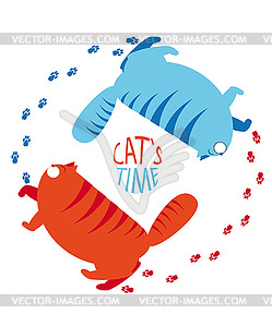 Cats walking around - vector image