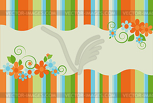 Bright summer striped background with flowers - vector clipart