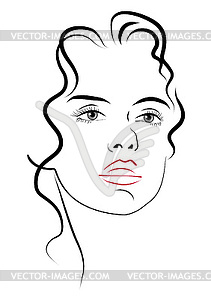 Young woman`s face - vector image