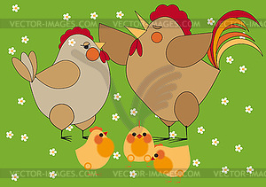 Chicken family - vector image