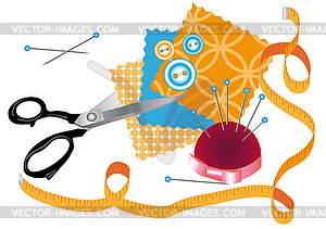 Accessories for sewing - vector clip art