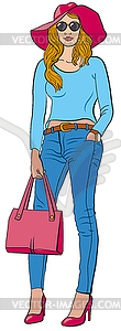 Girl in jeans - vector image