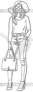 Girl in jeans - vector image